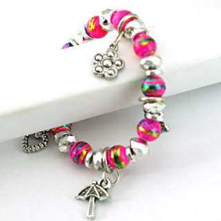  Material Stretch Beads Dangle Bangle Bracelet Fashion Jewelry  