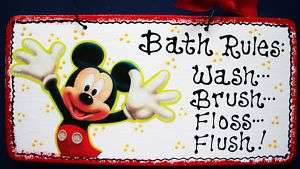 Bath Rules MICKEY MOUSE SIGN Bathroom Decor Disney  