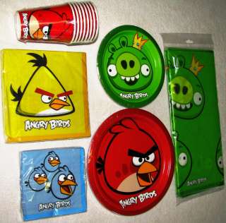ANGRY BIRDS Birthday PARTY SUPPLIES SET for 8 ~ Plates Napkins 