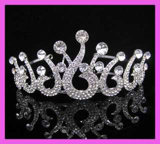 Wedding/Bridal crystal veil tiara crown headband CR203  