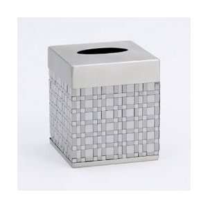   Basketweave Bathroom Tissue Box Cover 11284E Silver