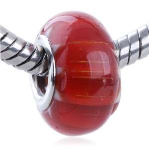   Bead Red Stripe Fit Pandora Bead Charm Bracelet Pugster Jewelry