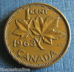 1963 1 Cent Canada Coin Rare Error   