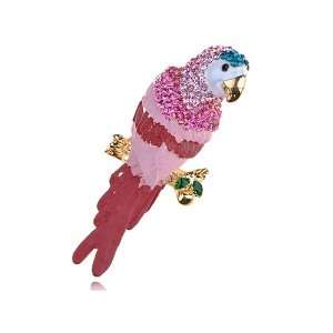   Rhinestone Painted Tropical Parrot Bird Design Pin Brooch Jewelry