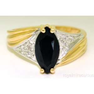   Sapphire & Diamond Ring 14K Yellow Gold (September Birthstone
