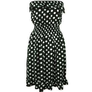  Rockabilly black and white Polka Dot ruffle dress L 
