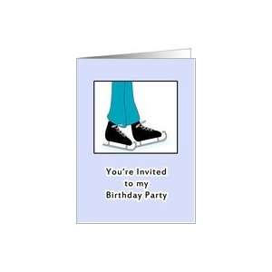  Ice Skating Birthday Party Invitation, Ice Skates Card 