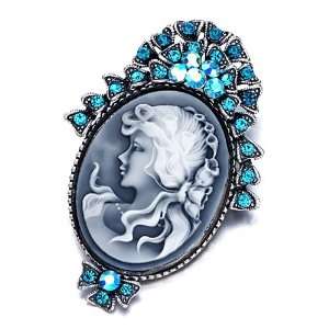   Oval Blue Beauty Cameo Brooches And Pins Vintage Pugster Jewelry