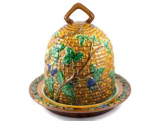 Minton Majolica Large Beehive Cheese Dome Stamped  