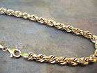 10KT Yellow Gold Polished Rope Chain Bracelet NEW 4 mm 8 