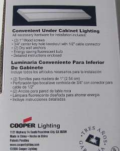 24 COOPER UNDER CABINET FLUORESCENT LIGHT FIXTURE SLIM DIRECT WIRE 