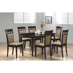   Cappuccino Finish Solid Wood Dining Table Chairs Set: Home & Kitchen