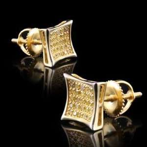   Gold Plated Sterling Silver 50 Champagne Diamond Earrings Jewelry