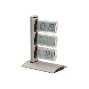  EC3107    World Time Clock with Thermometer Silver Silver 