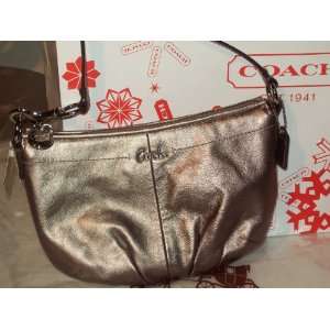  Coach Leather Pleated Top Handle Handbag Purse Bronze 