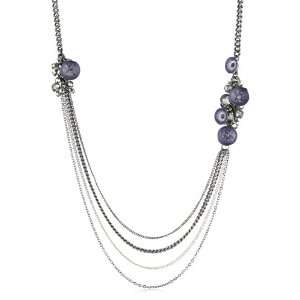   Orchid Purple Resin Flower Cluster Multi Chain Long Necklace: Jewelry