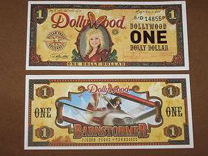 2011 $1 DOLLYWOOD DOLLY PARTON DOLLAR + DISNEY DOLLAR ENVELOPE  