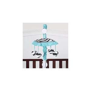  Turquoise Funky Zebra Musical Baby Girls Crib Mobile by 