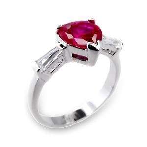    Size 11 Heart Ruby Cubic Zirconia Sterling Silver Ring AM Jewelry