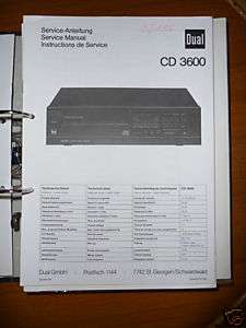 Service Manual Dual CD 3600 CD Player, ORIGINAL  