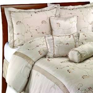  7 Piece Floral Embroidery Designed Comforter Set