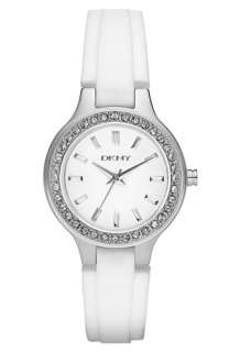 DKNY Small Round Crystal Silicone Watch  