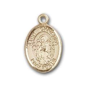  14kt Gold Baby Child or Lapel Badge Medal with St. Christina 