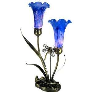  Gorgeous Dragonlfy Lily, 2 Arms Blue Swirl Table Lamp 652 