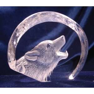  Intaglio Engraved Wolf Howling Sculpture
