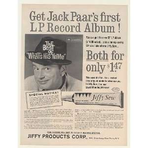  1961 Jack Paar First LP Record Album Jiffy Sew Print Ad 