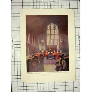  ANTIQUE PRINT KING EDWARD LYING STATE WESTMINSTER HALL 