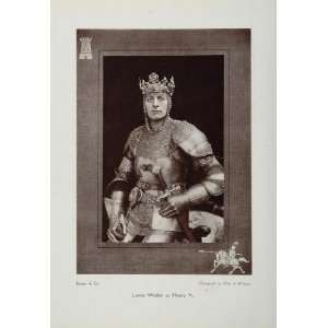 1910 Portrait Lewis Waller King Henry V Armor Knight   Original Print