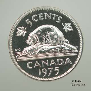 1975 Choice Prooflike Elizabeth II Canada 5 Cents Coin  