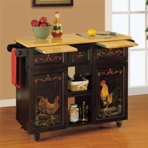    Black & Hand Painted Rooster Kitchen Butler®
