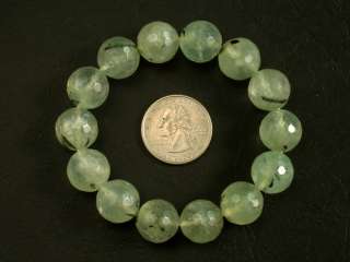Bracelet Green Garnet 14mm Facet Round Beads stretch  