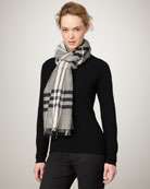 Burberry Giant Check Skinny Cashmere Scarf, Red   