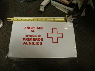 METAL FIRST AID KIT BRAND NEW 14 X12 BANDAGES COLD PACKS FIRST IAD 
