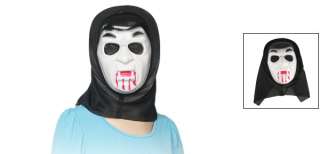 Blk Cloth Hood Bloody Teeth Scary Ghost Halloween Mask  