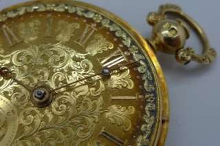 RARE 18K GOLD KEYWIND LONDON 1795 MULTI COLOR POCKET WATCH~IMPORTANT 