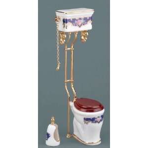  Dollhouse Miniature Reutter Blue Royale High Flush Toilet 