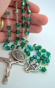 Catholic Patron Saint St Jude Green Beads Rosary Prayer Card Medal 