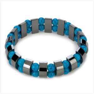 Genuine Hematite Turquoise Stretch Bangle Bracelet New  