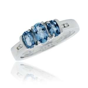   Effy® 14K White Gold Aquamarine and Diamond Ring .81 Tcw.: Jewelry