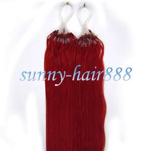 18Remy Loops/micro rings human hair extensions 50s#Red  