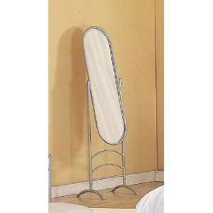   new item Streamlined glossy silver metal finish cheval floor mirror