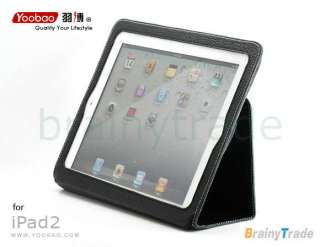 YOOBAO Black Genuine Leather Slim Case Cover for iPad 2  