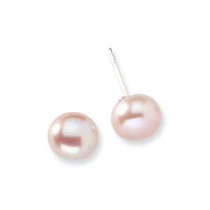    Sterling Silver 8.5mm Pink Freshwater Pearl Earrings: Jewelry