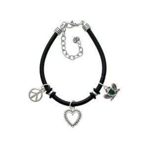  Frog Front Black Peace Love Charm Bracelet [Jewelry 