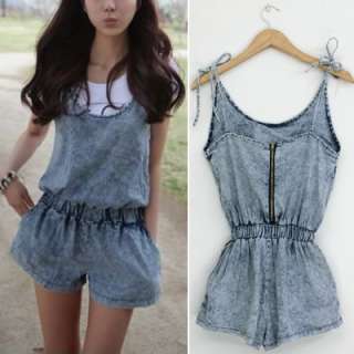 Ladies Womens Overalls Jeans Jumpsuits Shorts T9217  