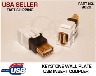 USB 2.0 Keystone Wall Plate Insert / Connector Jack  